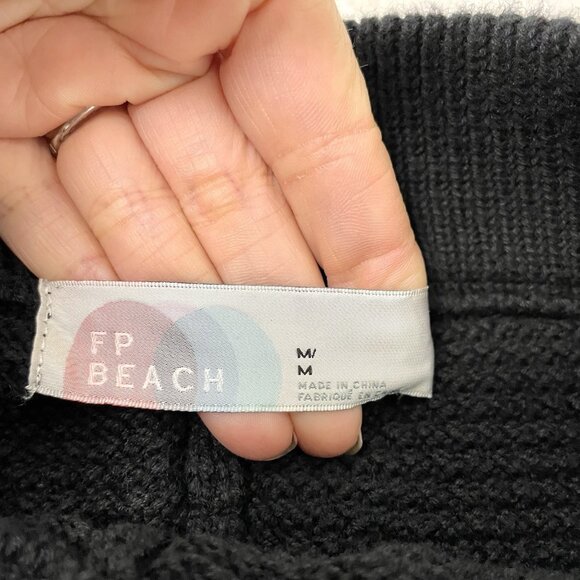 Free People Knit Balloon Pull On Jogger Sweater Pants Navy Black size Medium - Picture 6 of 7